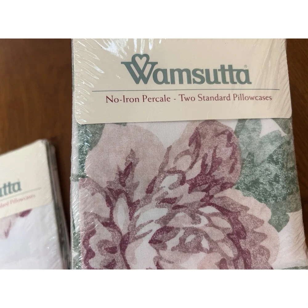 4 Vintage Wamsutta Pillowcases Standard Pink Green Floral No-Iron NEW 180 TC